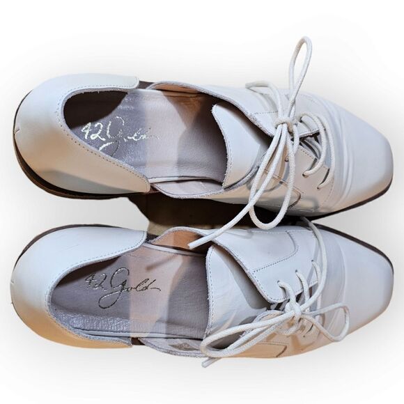 42 Gold White Bone Lace Up Loafers 9.5 - Picture 8 of 13